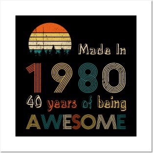 Vintage 1980 Made in 1980 40th Birthday Posters and Art